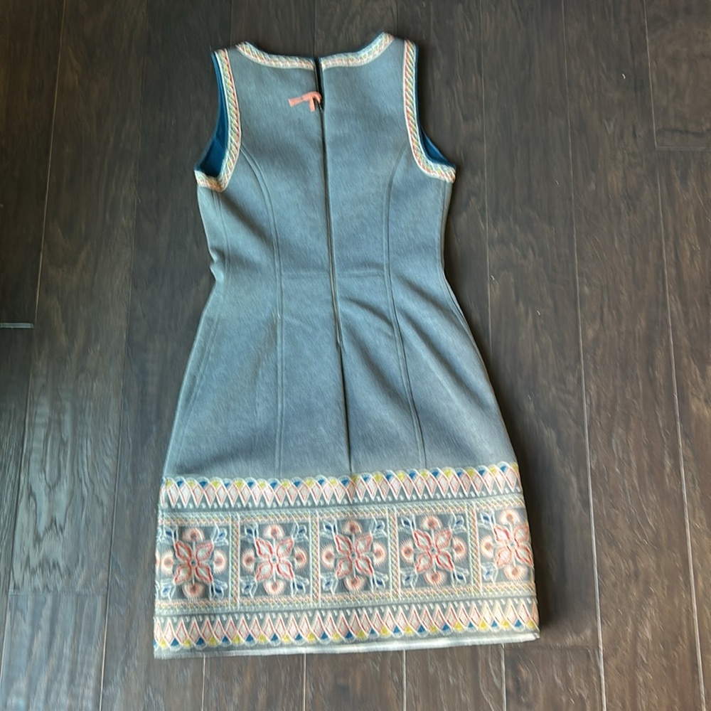 Anthropologie Maeve embroidered gray dress 2 - Picture 4 of 7